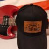 I'd Rather Be Fishing Hat | Badass Leather Patch Cap for Hardcore Anglers | Hat Graver