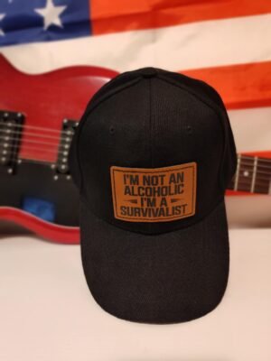 I’m Not an Alcoholic I’m a Survivalist Hat | Funny Drinking Leather Patch Cap for Legends Who Sip & Survive | Hat Graver