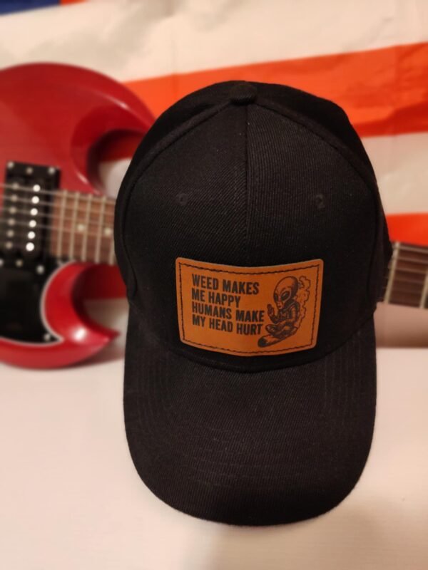 Weed Makes Me Happy Humans Make My Head Hurt Hat | Funny Alien Stoner Cap with Attitude | Hat Graver
