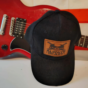 Always Ready Skull Hat Leather Patch Baseball Cap with Crossed Knives