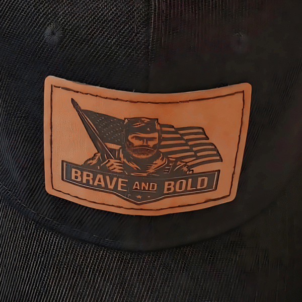 Brave and Bold Veteran Hat – Custom Leather Patch Baseball Cap with American Flag