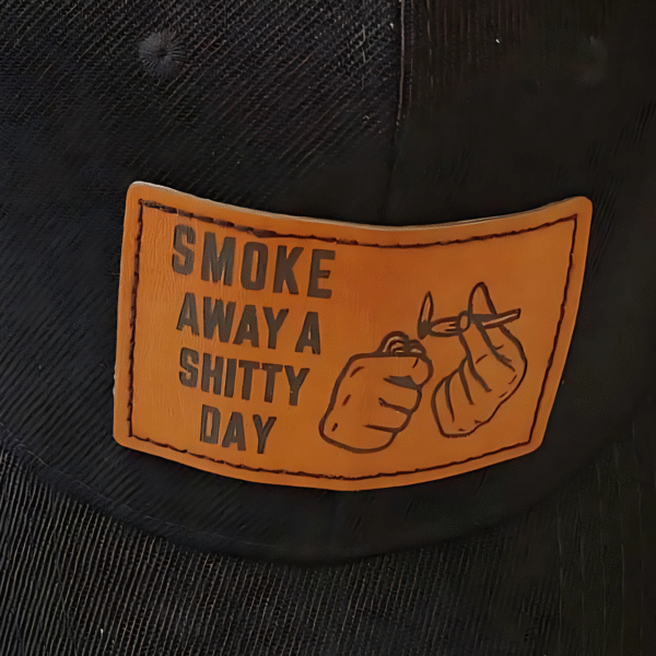 Smoke Away a Shitty Day Hat – Funny Weed Baseball Cap with Laser Engraved Leather Patch