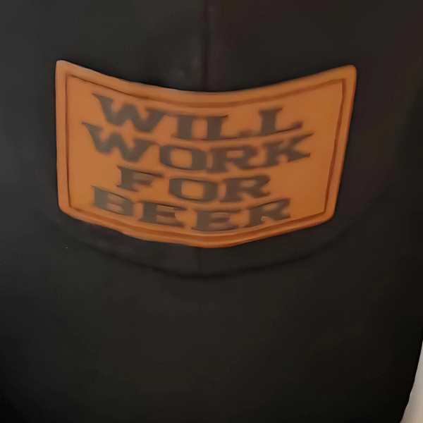 Will Work For Beer Hat – Funny Leather Patch Baseball Cap for Beer Lovers